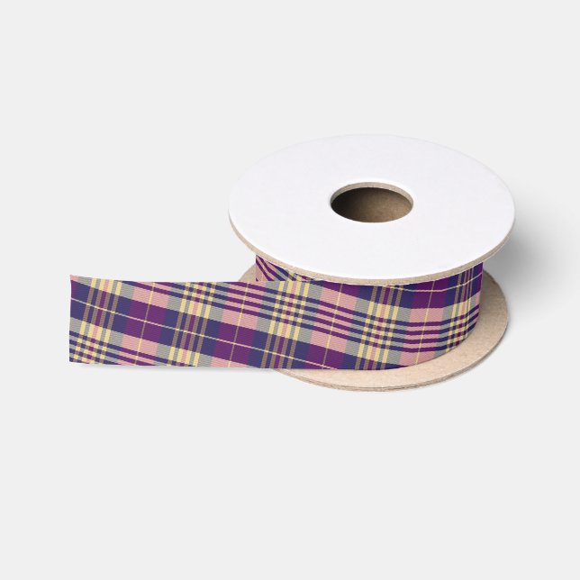 Purple, Gold and Blue Tartan Satin Ribbon (Spool)