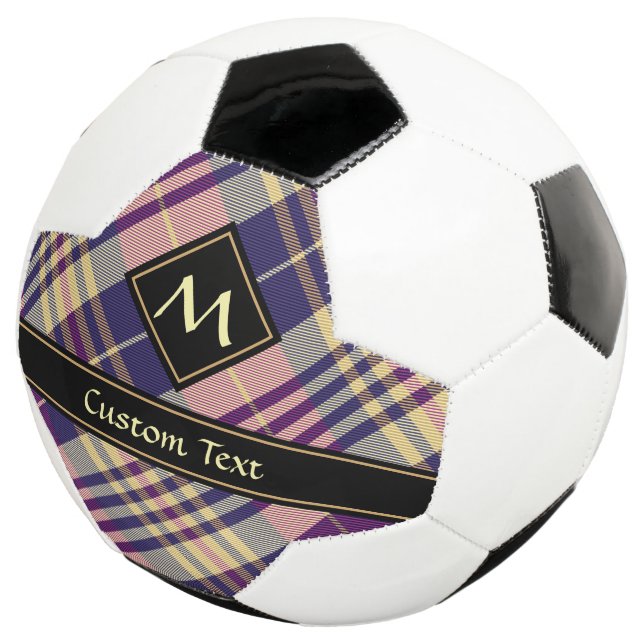 Purple, Gold and Blue Tartan Soccer Ball (Three Quarter)