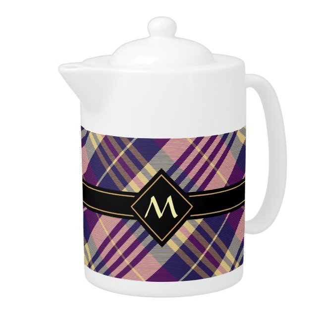 Purple, Gold and Blue Tartan Teapot (Right)
