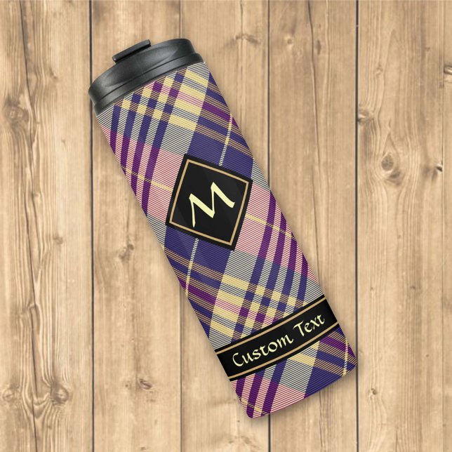 Purple, Gold and Blue Tartan Thermal Tumbler (Creator Uploaded)