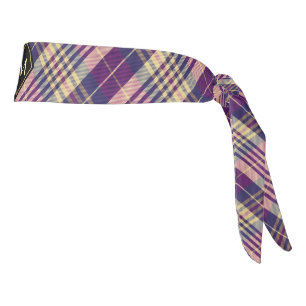 Purple, Gold and Blue Tartan Tie Headband