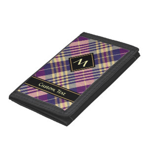 Purple, Gold and Blue Tartan Tri-fold Wallet