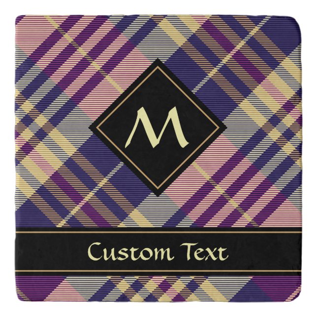 Purple, Gold and Blue Tartan Trivet (Front)