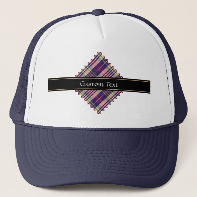 Purple, Gold and Blue Tartan Trucker Hat (Front)
