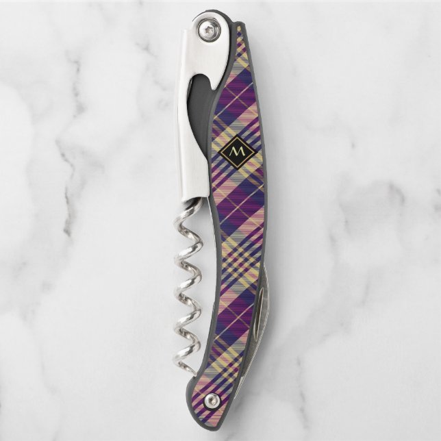 Purple, Gold and Blue Tartan Waiter's Corkscrew (Front)