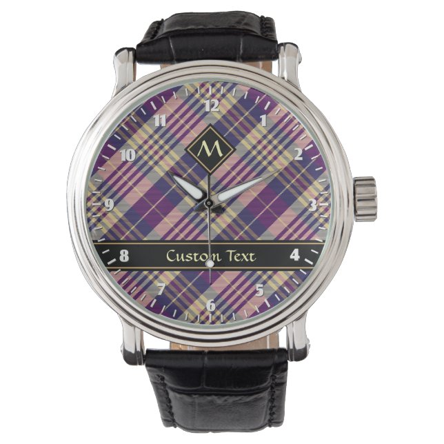 Purple, Gold and Blue Tartan Watch (Front)