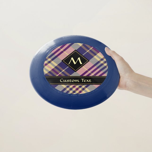 Purple, Gold and Blue Tartan Wham-O Frisbee (In Hand)