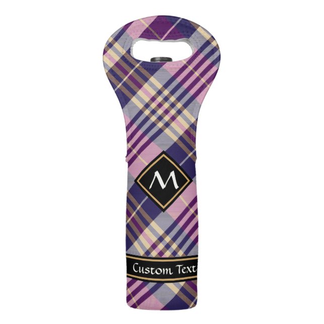 Purple, Gold and Blue Tartan Wine Bag (Front)