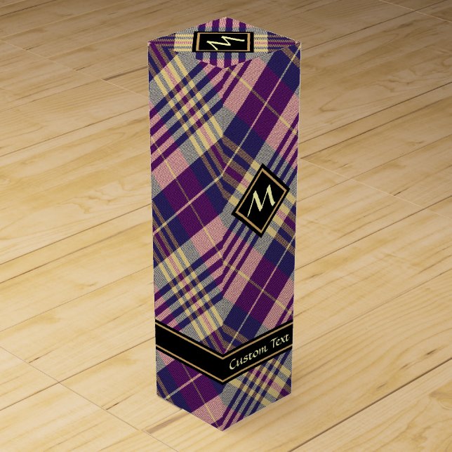 Purple, Gold and Blue Tartan Wine Box (Front)