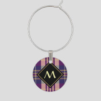 Purple, Gold and Blue Tartan Wine Charm