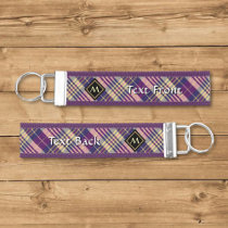 Purple, Gold and Blue Tartan Wrist Keychain