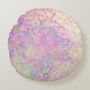Purple gold and pink texture marble look round pillow