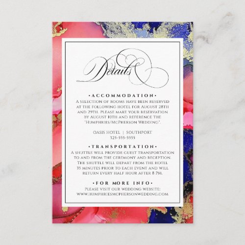 Purple Gold and Red Wedding Enclosure Card