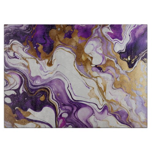 Purple Gold and White Cutting Board