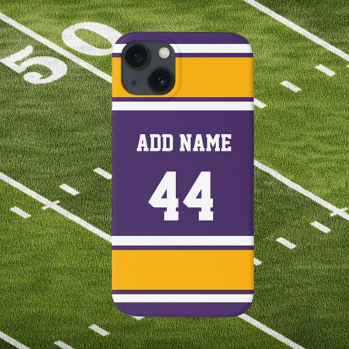 Purple Gold and White Sports Stripe  iPhone 13 Case