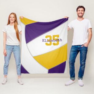 purple gold and white volleyball girls boys custom fleece blanket