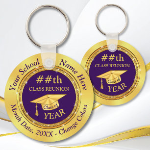 Purple Gold, ANY YEAR, COLOR, Class Reunion Ideas, Keychain