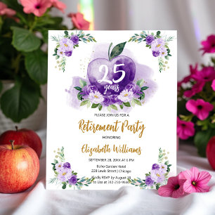 Purple Gold Apple Floral Teacher Retirement Party