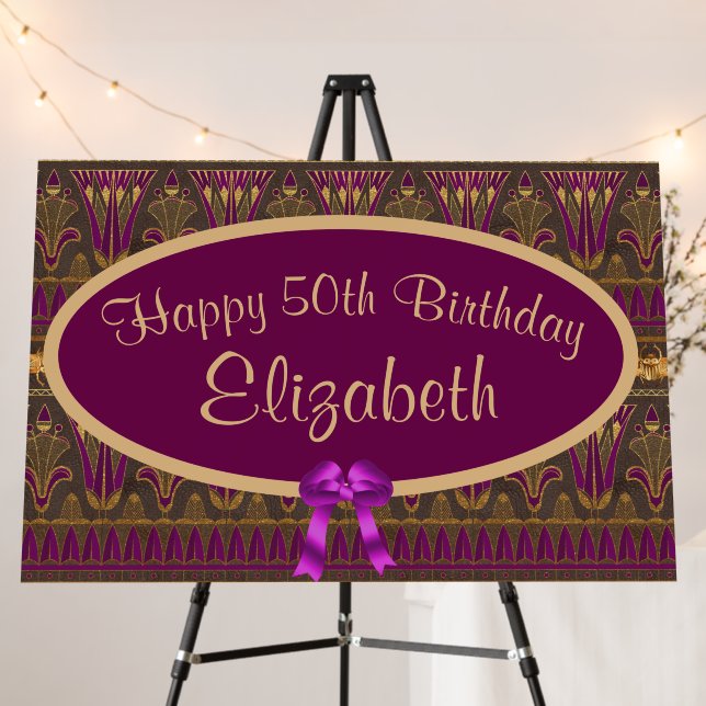 Purple Gold Art Deco 50th Birthday Large   Foam Board (In Situ (Stand))