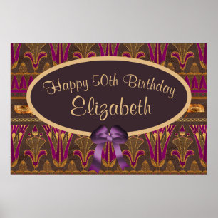 Purple Gold Art Deco Print 50th Birthday Poster