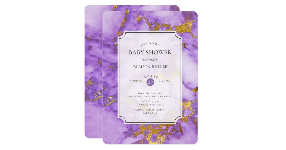 Purple &amp; Gold Baby Shower Invitation | Zazzle.com