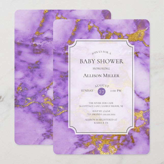 Purple & Gold Baby  Shower Invitation (Front/Back)