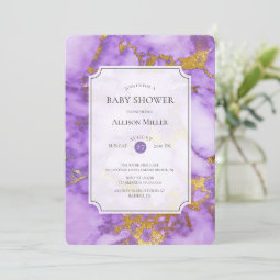 Purple &amp; Gold Baby Shower Invitation | Zazzle