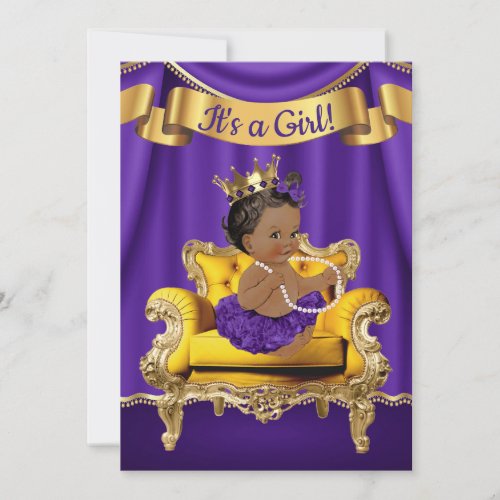 Purple Gold Baby Shower Invitations