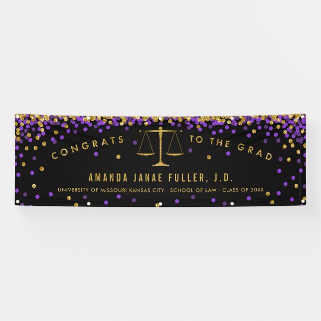 Purple & Gold Banner  Law School Graduation Party (Horizontal)