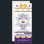Purple Gold Bar Mitzvah Football Ticket Invitation<br><div class="desc">Purple and Gold Football Ticket with the Star of David for your Bar Mitzvah Invitation. Two football helmets for your initials and center Star of David in a faded blue color. If you need a different color combination or any other design changes please email paula@labellarue.com BEFORE CUSTOMIZING OR PLACING AN...</div>