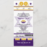 Purple Gold Bar Mitzvah Football Ticket Invitation<br><div class="desc">Purple and Gold Football Ticket with the Star of David for your Bar Mitzvah Invitation. Two football helmets for your initials and center Star of David in a faded blue color. If you need a different color combination or any other design changes please email paula@labellarue.com BEFORE CUSTOMIZING OR PLACING AN...</div>