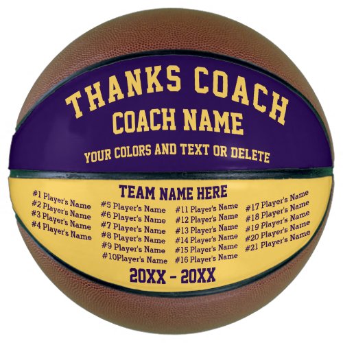 Purple Gold Basketball Coach Appreciation Gifts