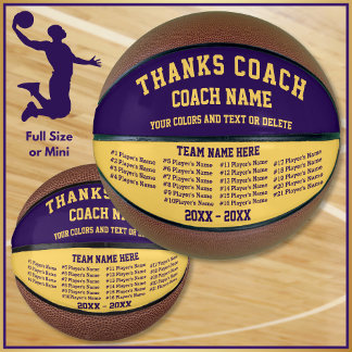 Purple, Gold Basketball Coach Appreciation Gifts