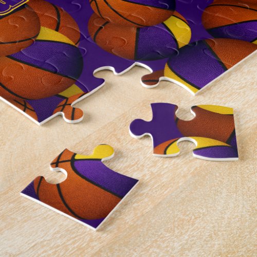 purple gold basketball team colors personalized jigsaw puzzle