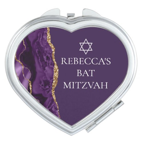 Purple Gold Bat Mitzvah Party Heart Shaped