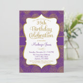 Purple Gold Birthday Invitation Adult Party (Standing Front)