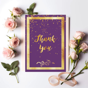 Purple gold birthday thank you card