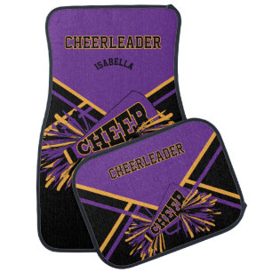Purple, Gold & Black Cheerleader Design Car Floor Mat