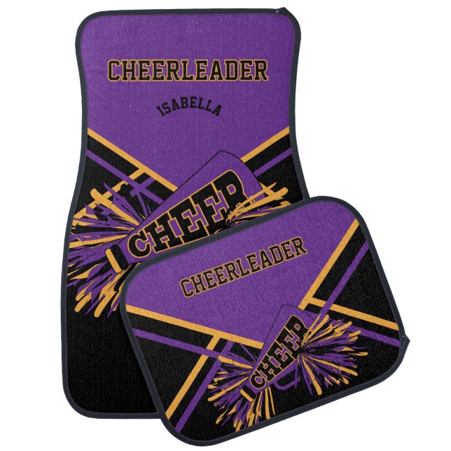 Purple, Gold & Black Cheerleader Design Car Floor Mat (Set)