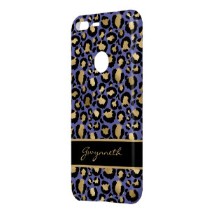 Purple Gold Black Monogram Leopard Print Uncommon Google Pixel XL Case