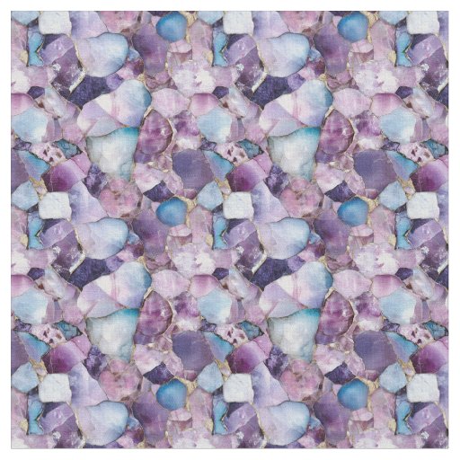 Purple, Gold & Blue Gemstone Fabric