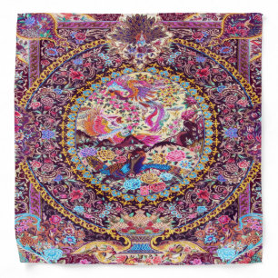 Purple Gold Blue Persian Floral Flowers Peacock Bandana