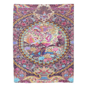 Purple Gold Blue Persian Floral Flowers Peacock Duvet Cover