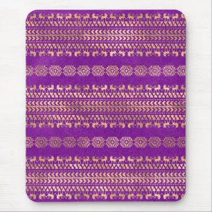 Purple & Gold Bohemian Unicorn Pattern Mouse Pad