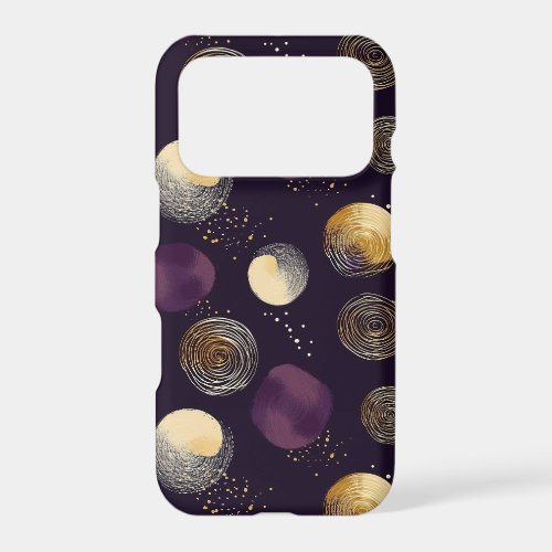 Purple Gold Boho Abstract Circles Pattern iPhone 17 Pro Case