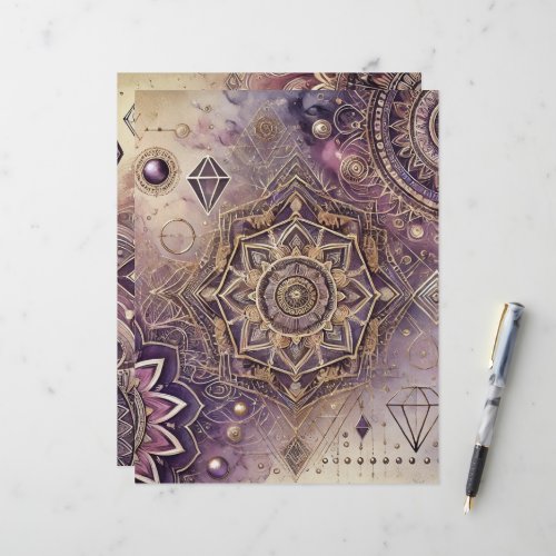 Purple & Gold Boho Intricate Mandalas Scrapbook
