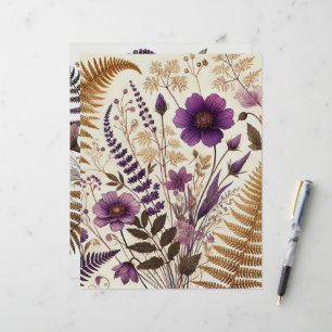 Purple & Gold Boho Wildflowers and Ferns Scrapbook