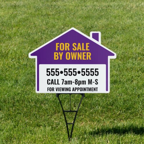 Purple Gold Bold Colors House for Sale by Owner Sign