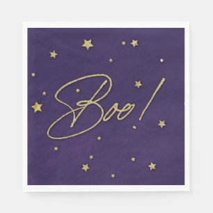 Purple/Gold Boo! Halloween Party Napkins