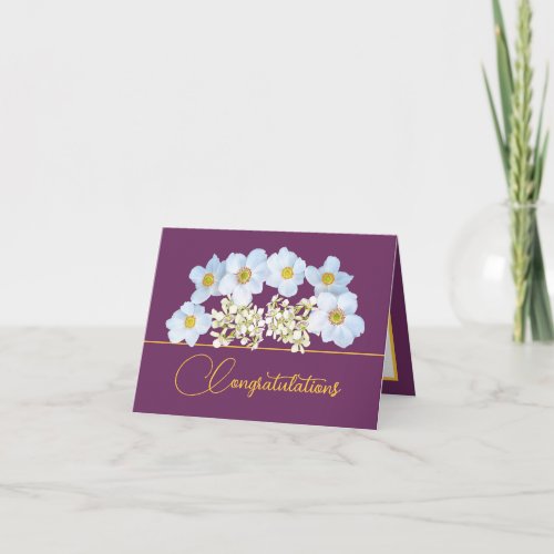 Purple Gold Bouquet Anemone Orchid Congratulations Card